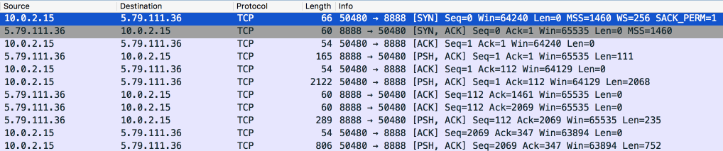 Wireshark BDO TCP Traffic